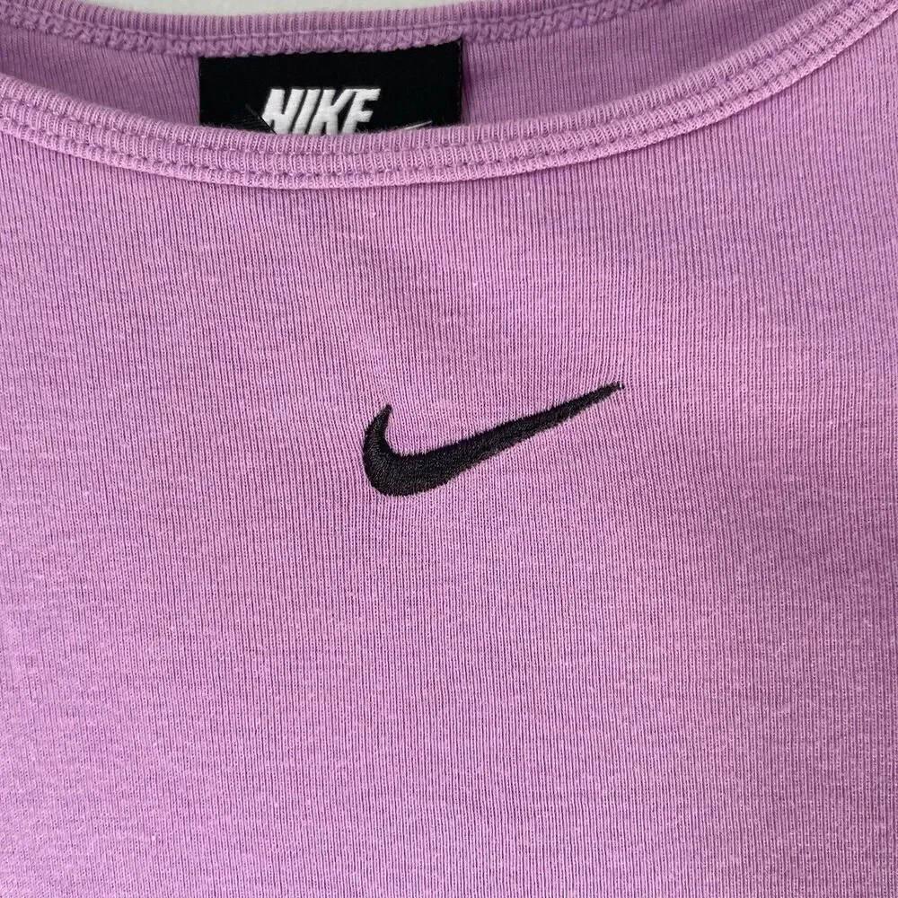 Nike Athletic Tank Top High Neck Pink Black Cotton Blend Women's Size Medium